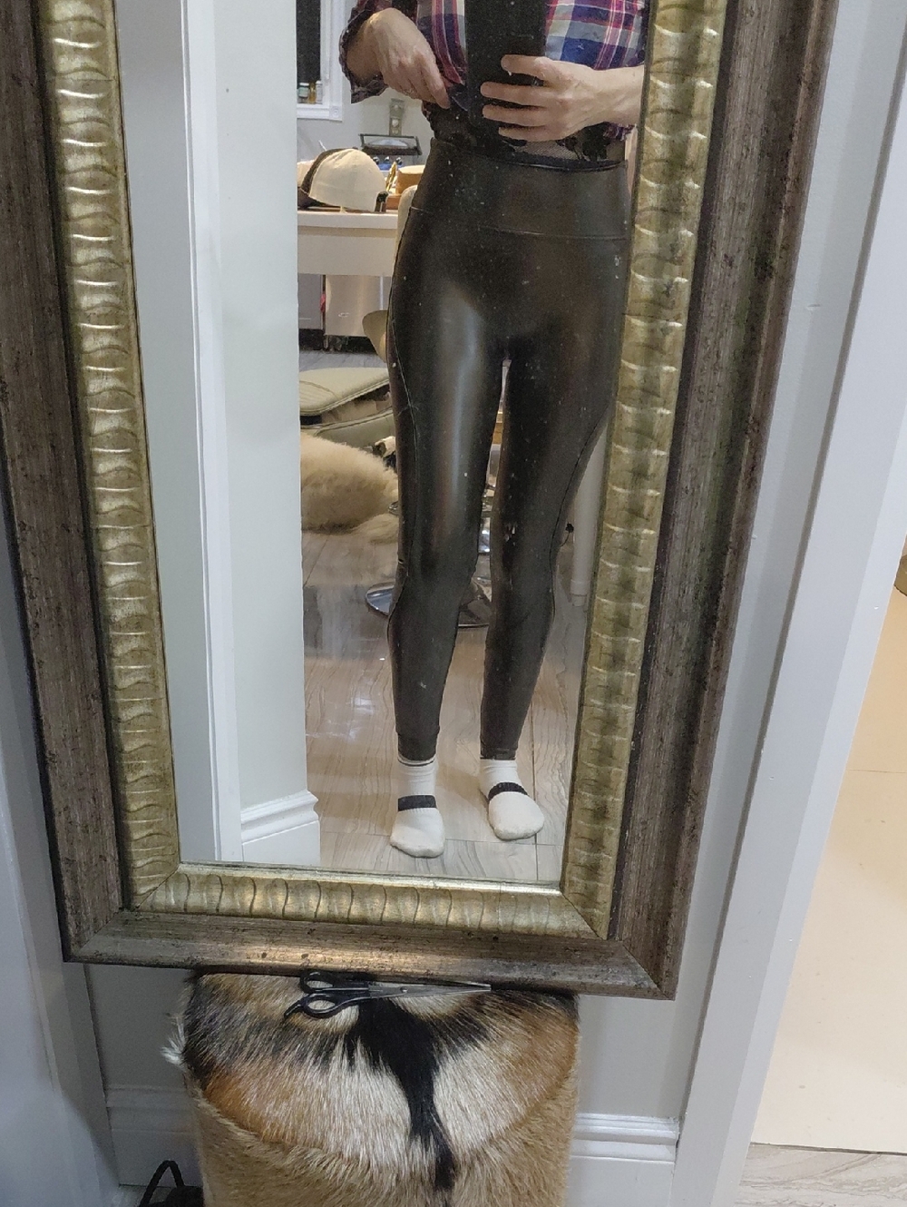 SPANX Olive Faux-Leather High-Rise Leggings